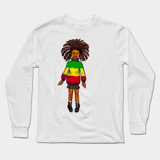 Rasta Jamaica jumper - manga anime Jamaican girl with colours of Rastafarian  flag in red, green and gold Long Sleeve T-Shirt